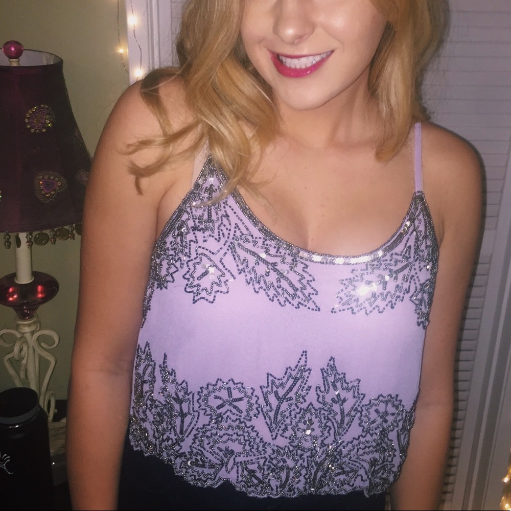 Angie purple sequin crop top